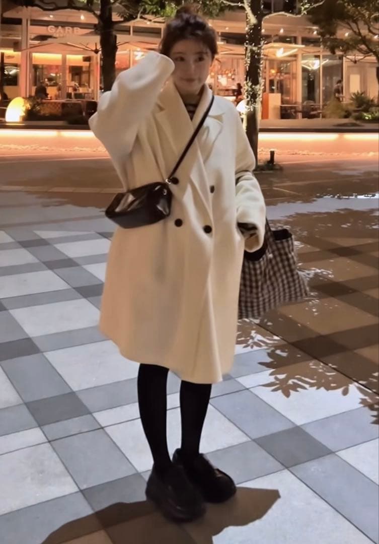 ふちまる　Mila Owenワイドシルエットダブルブレストコート