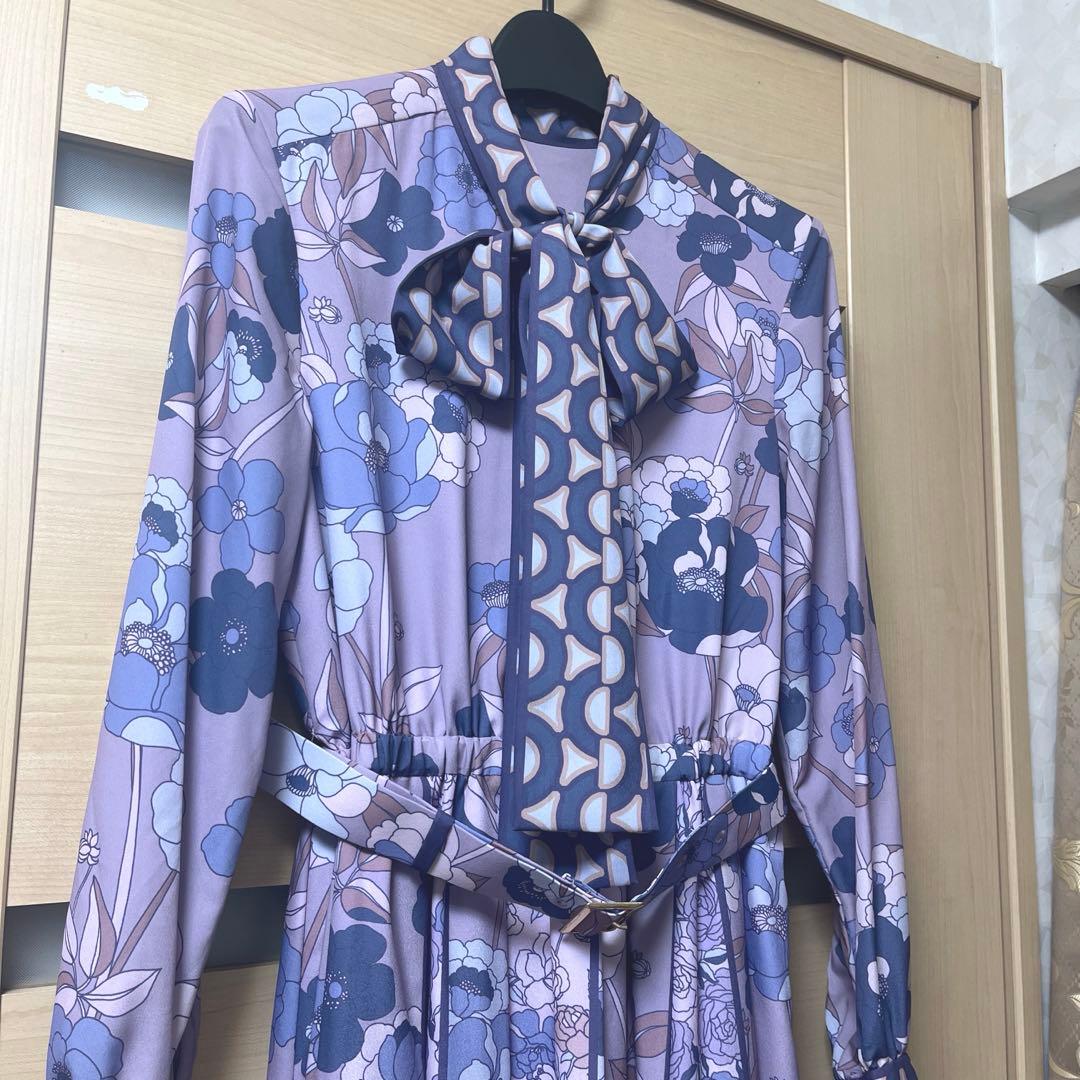 グレースコンチネンタル　＊36＊ パープル　花柄ワンピース