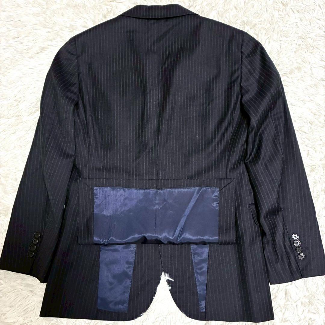 【高級ライン】BEAMS F スーツ　セットアップ　ネイビー　ストライプ　日本製
