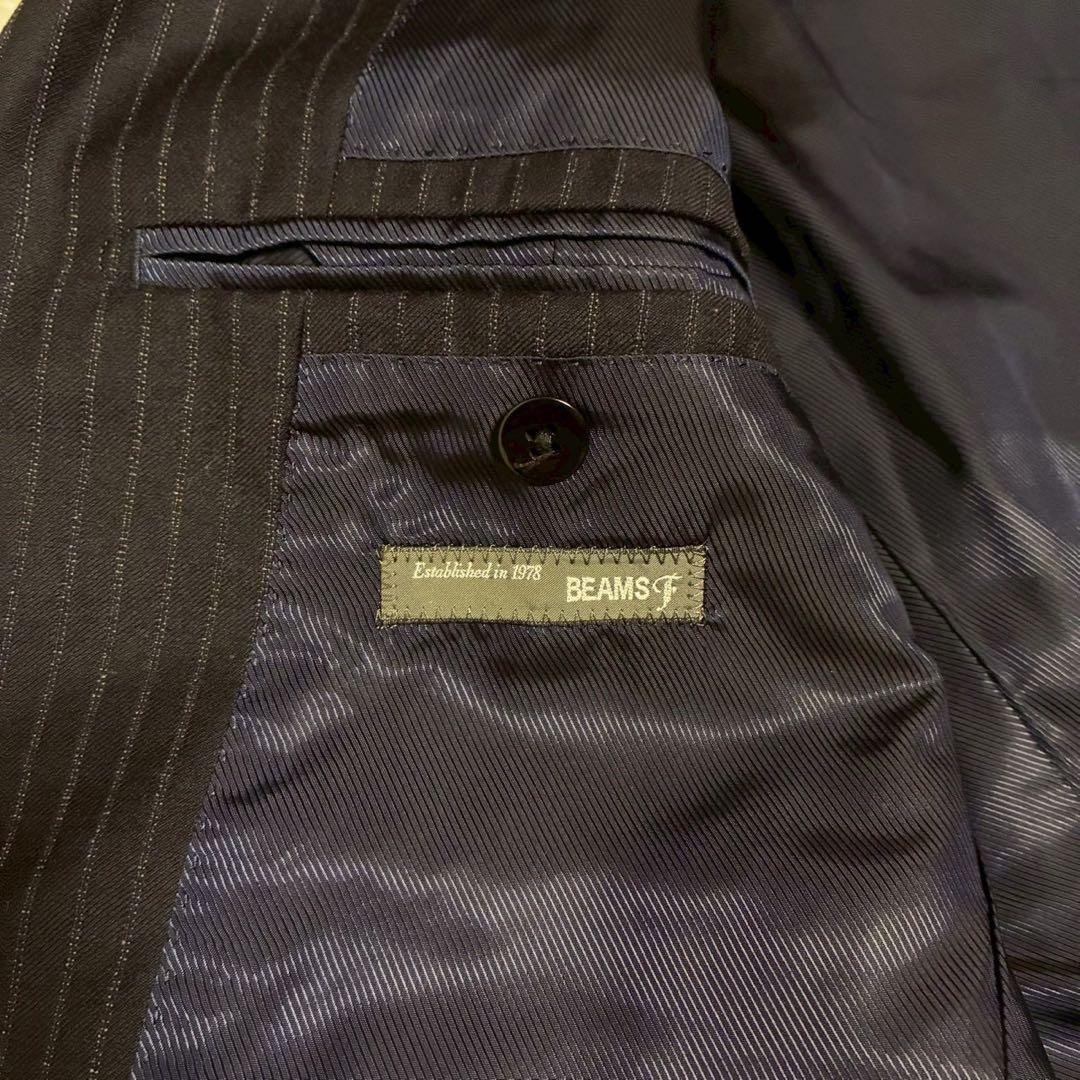 【高級ライン】BEAMS F スーツ　セットアップ　ネイビー　ストライプ　日本製