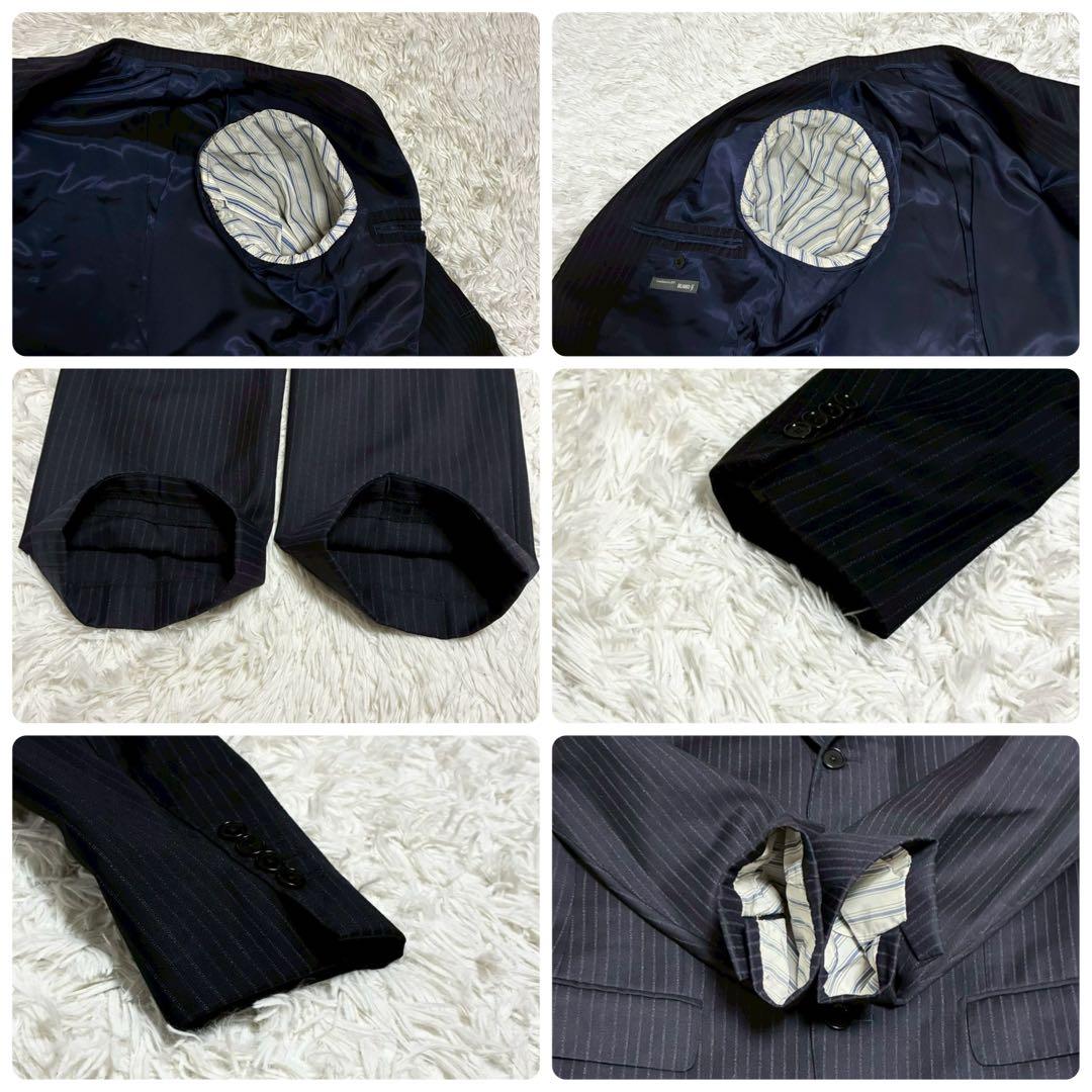 【高級ライン】BEAMS F スーツ　セットアップ　ネイビー　ストライプ　日本製