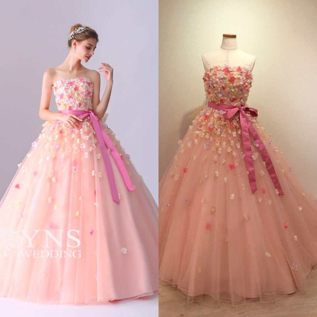 M*o様 YNS WEDDINGフラワー装飾 ピーチピンク チュールドレス