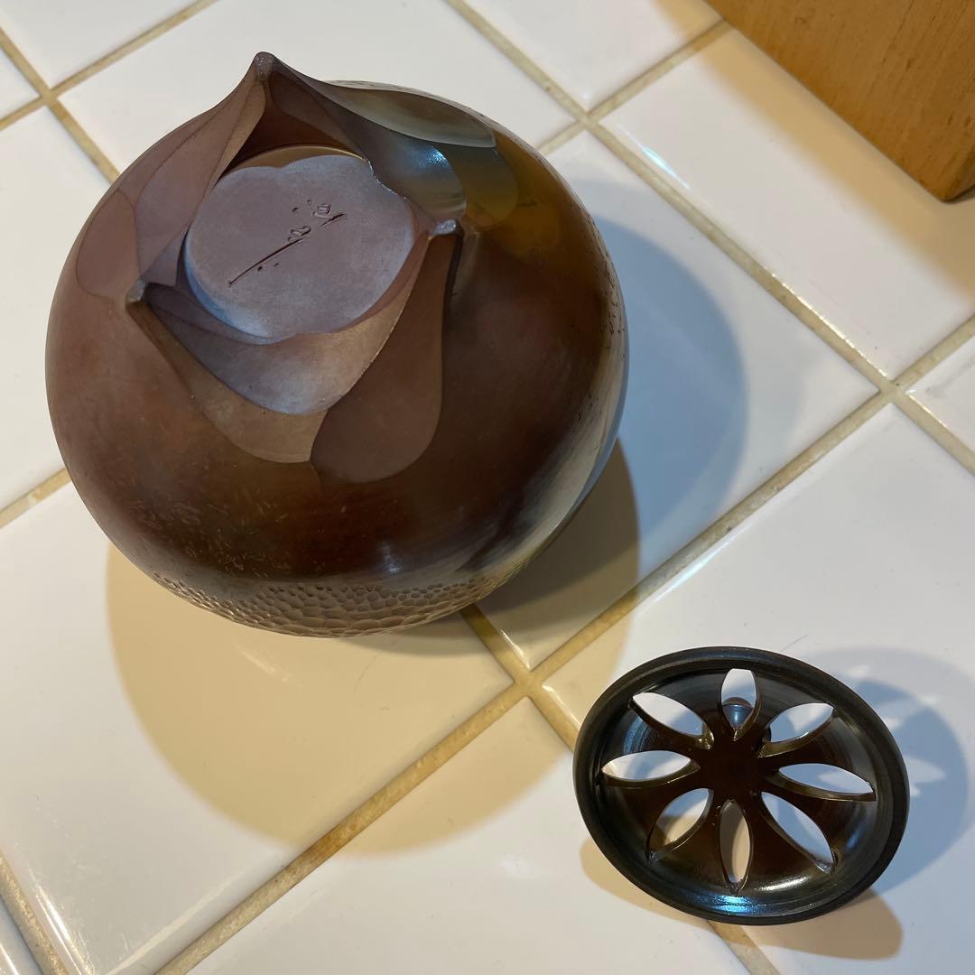 常滑焼　名工　小西洋平作　窯変練込　香道具　香炉　共箱　伝統工芸