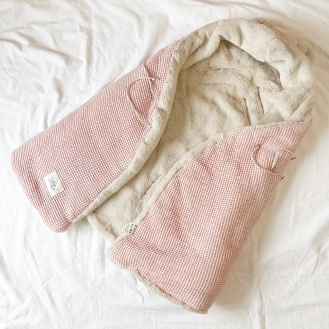 美品 Babyshower くま耳 おくるみ 防寒 フットマフ ピンク