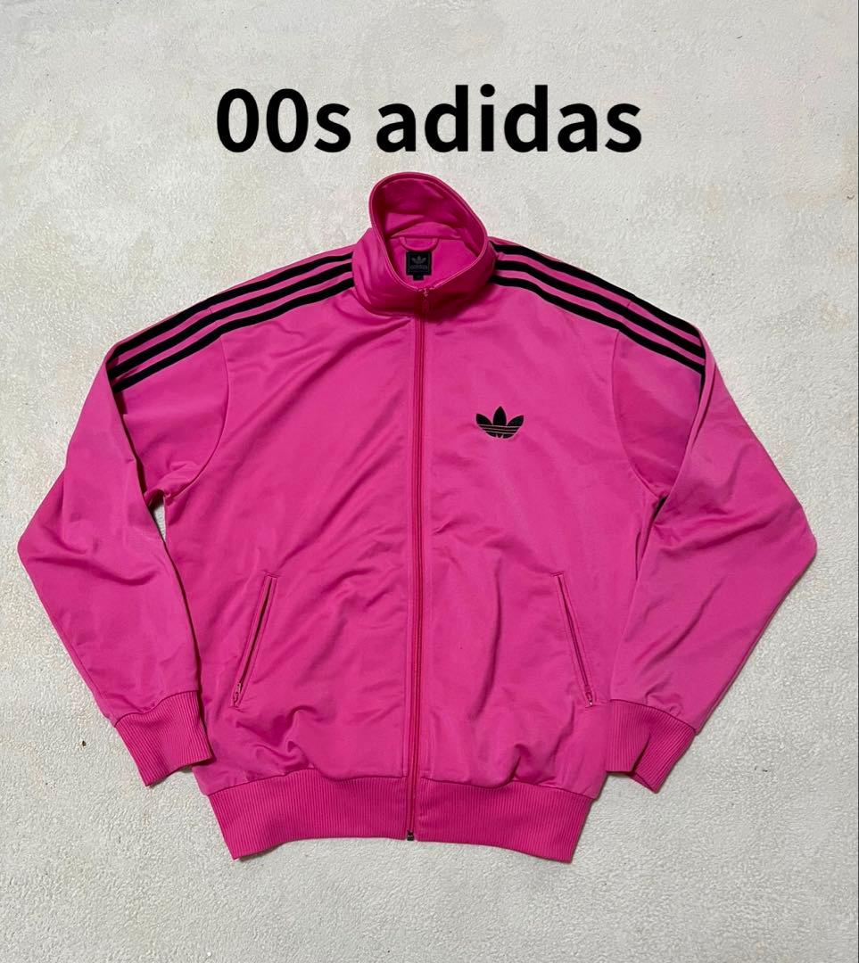 色◎ 00s adidas トラックジャケット　ピンク　XL ファイヤーバード