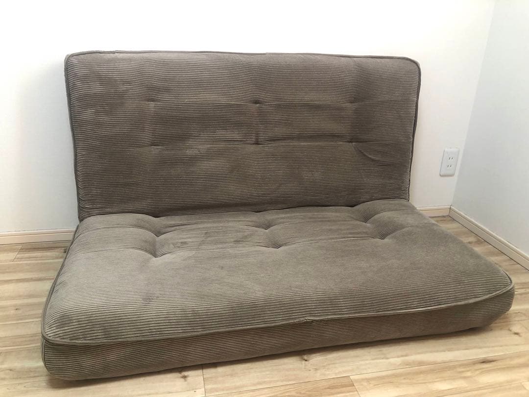 ベージュ 2人がけソファ 取り外し可能な脚付き 2人掛けソファ コーデュロイ