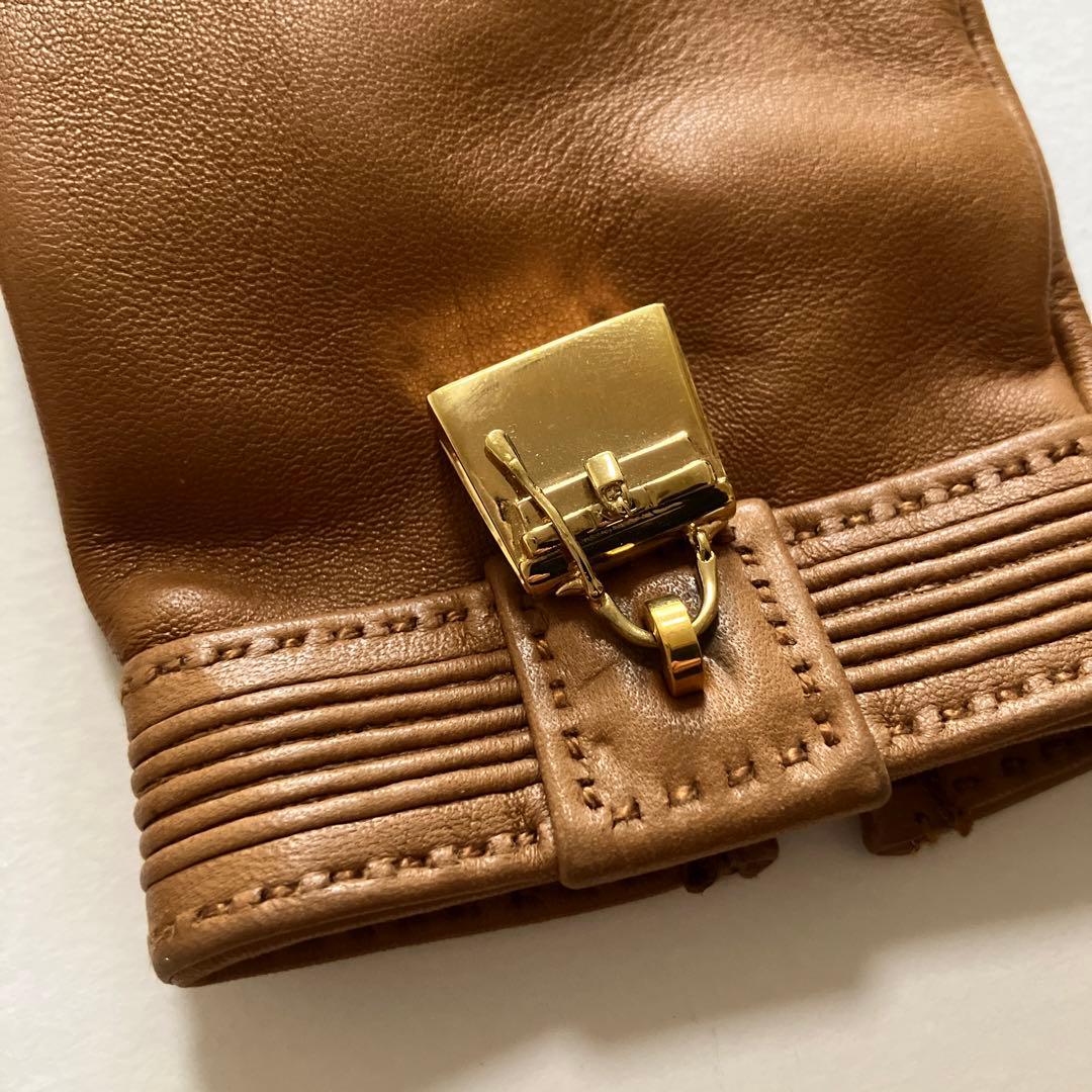 HERMES エルメス レザー手袋 ゴールド留め具付き