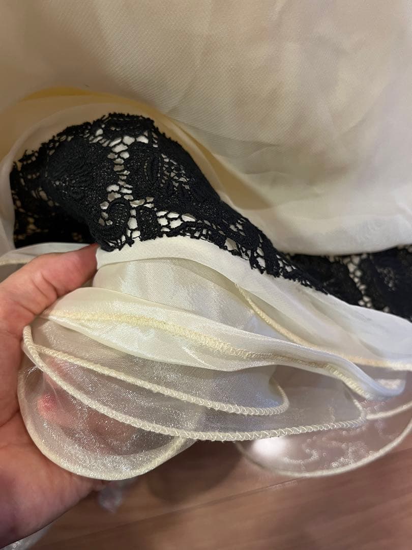 社交ダンス　ドレス ジャンティ クリーム　黒　ブラック　スタンダードドレス