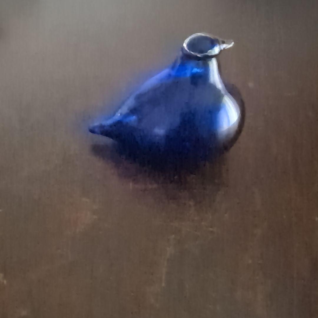 ヌータヤルヴィ　バード　ガラス工芸　置物　フィンランド　北欧ヴィンテージ　青　小