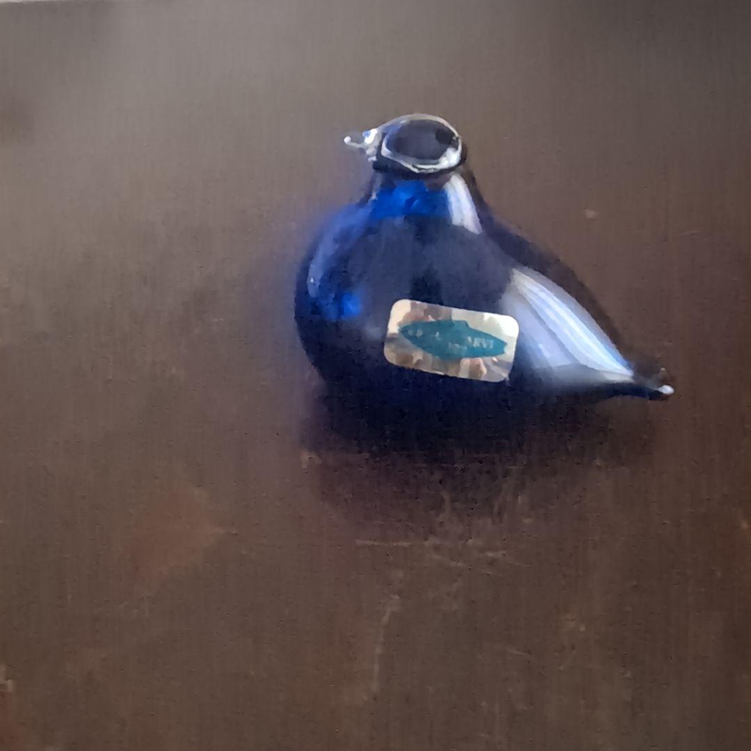 ヌータヤルヴィ　バード　ガラス工芸　置物　フィンランド　北欧ヴィンテージ　青　小