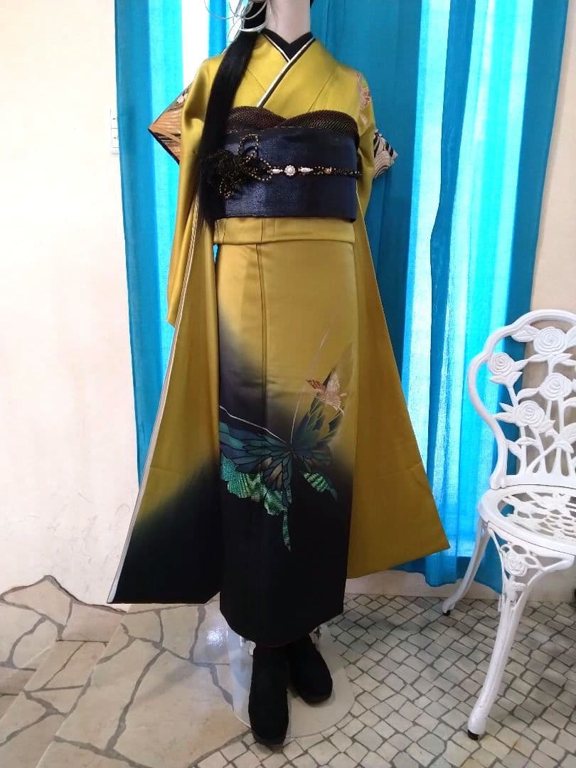 【専用です】正絹振袖成人式、重ね衿、帯揚げ帯締め、西陣袋帯、襦袢、ファー付き