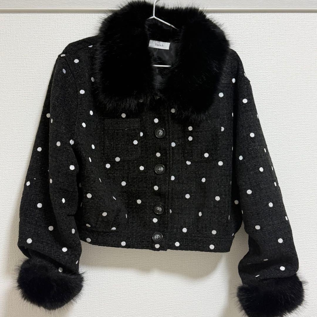 ダーリッチ ドットツイードジャケットコート ブラック