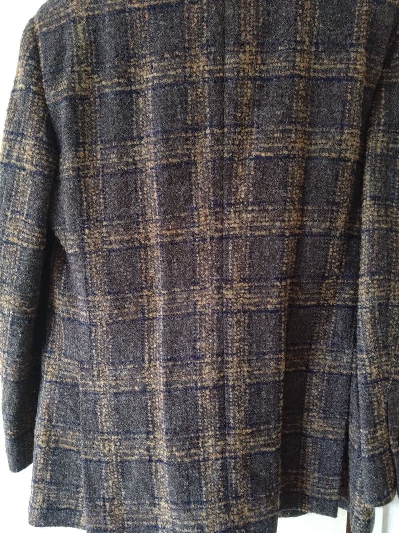 LARDINIチェック6BダブルJK＋ジレ イタリア製新品未使用ブートニエール付