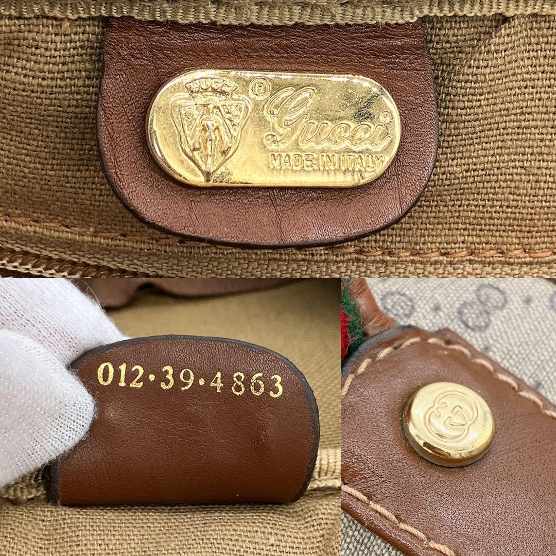 【GUCCI】ボストンバッグ　旅行鞄　シェリーライン　マイクロGG ブラウン