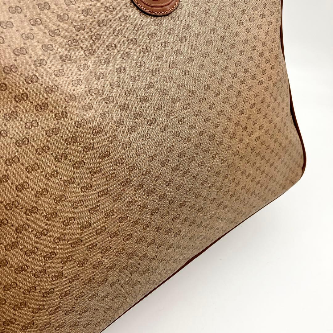 【GUCCI】ボストンバッグ　旅行鞄　シェリーライン　マイクロGG ブラウン