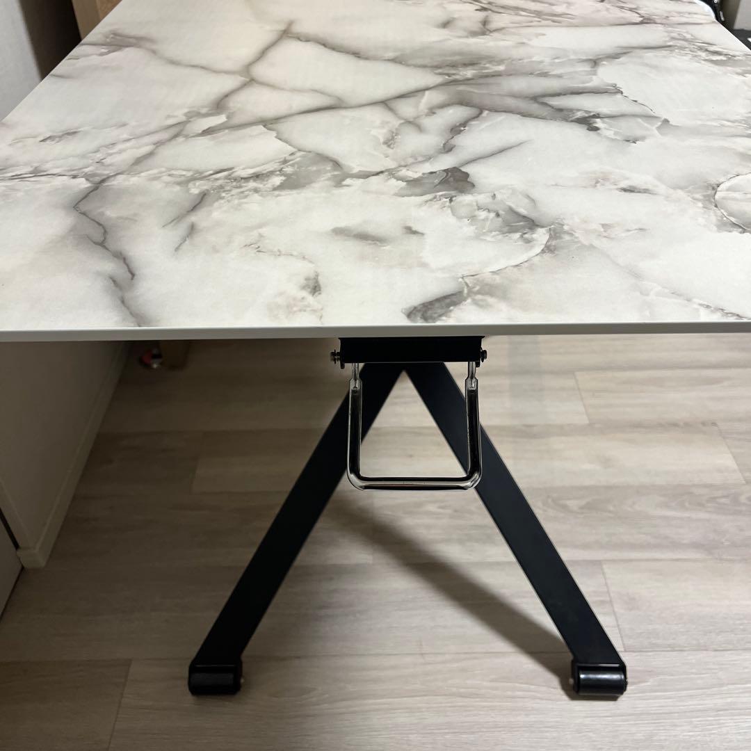 大理石風　昇降式　リビングテーブル　ダイニングテーブル　ローテーブル