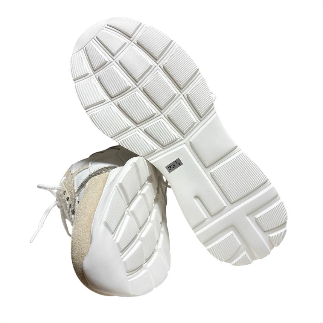 銀座かねまつ AQUA BELL ダッドスニーカー ホワイトレザー