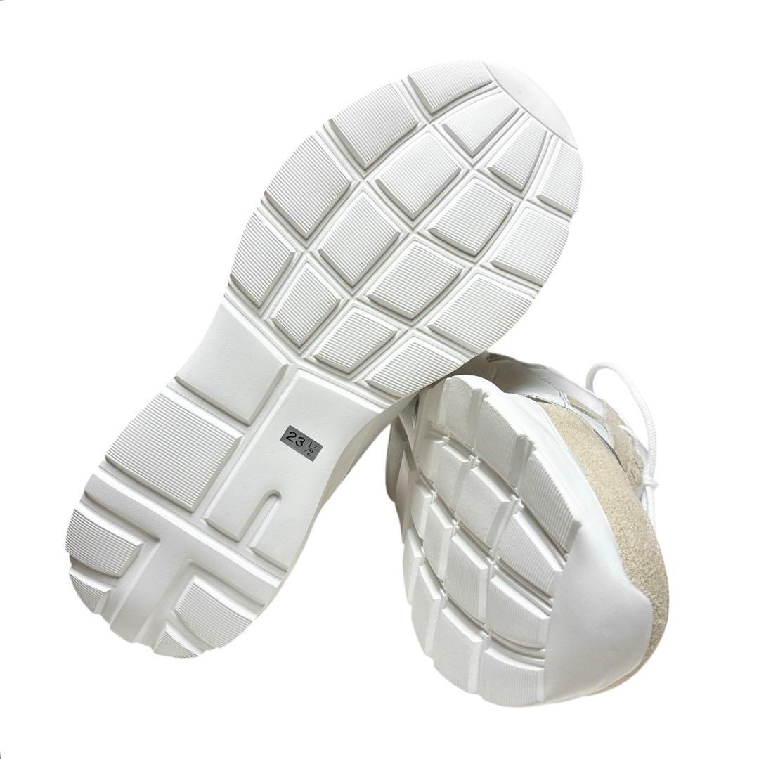 銀座かねまつ AQUA BELL ダッドスニーカー ホワイトレザー