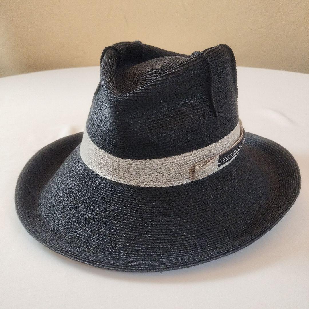 ヒラタアキオ　新品未使用　麦わら帽子　黒ストローハット　CA4LA ボルサリーノ