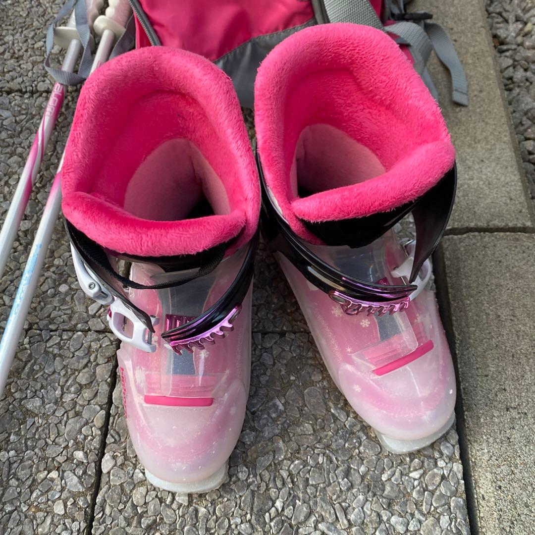 ピンク スキーセット スキーブーツ バッグ付き