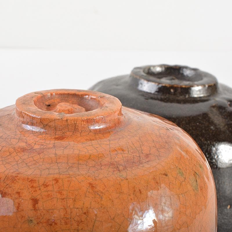 茶道具　古い赤楽茶碗　黒楽茶碗　2点まとめて　M　R6786