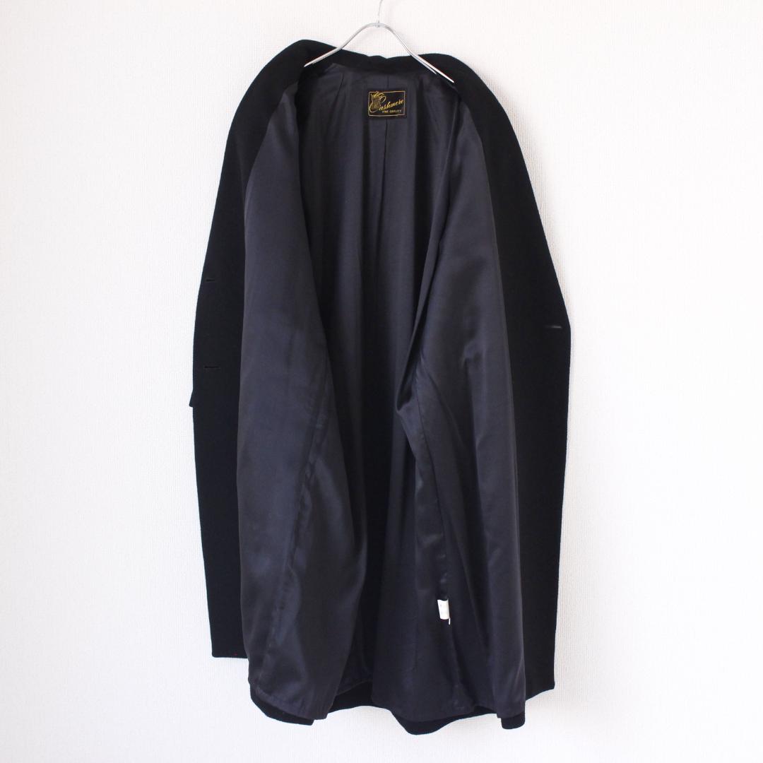 カシミヤ100% ダブルブレストチェスターコート Lサイズ ブラック