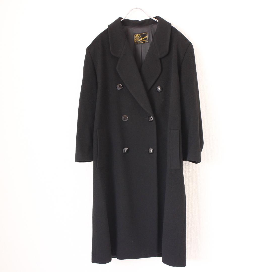 カシミヤ100% ダブルブレストチェスターコート Lサイズ ブラック