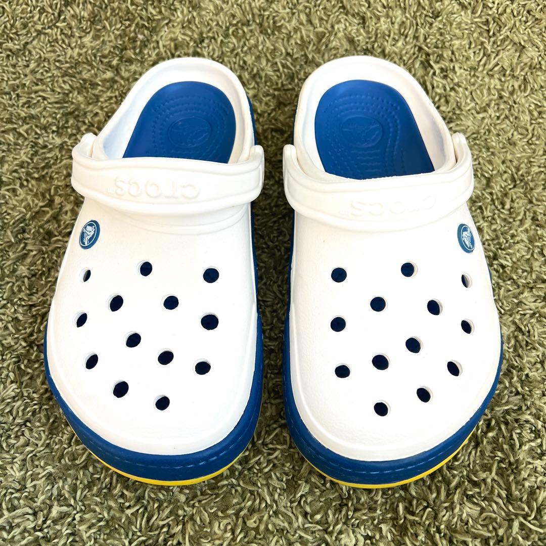 新品　crocs クロックス フロント コート クロッグ 25cm 廃番　白　青