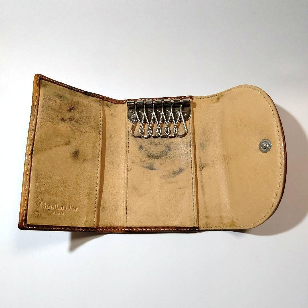 ChristianDior ベージュ系 キーケース ハートチャーム付き