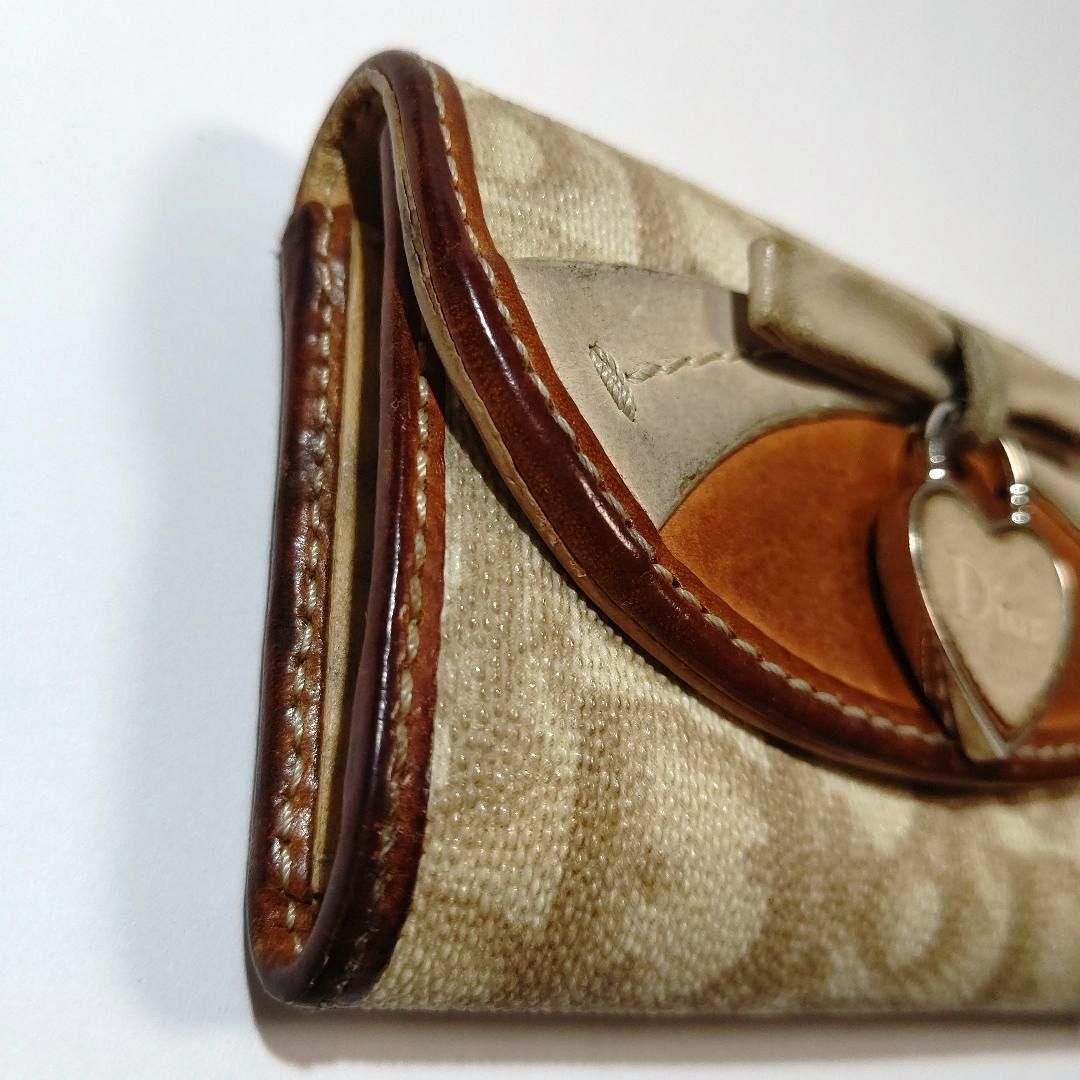 ChristianDior ベージュ系 キーケース ハートチャーム付き