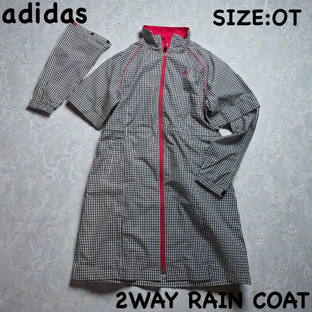 【OTサイズ】adidas　2WAYレインウェア　ゴルフウェア　チェック
