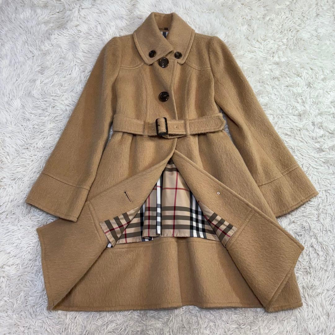YUNA様バーバリー アルパカ ショールカラー コート ノバチェック 38