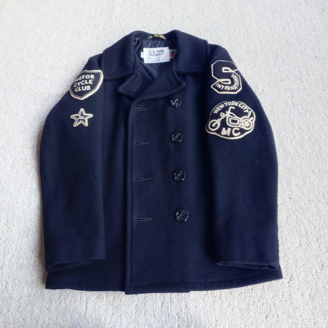 ショット エンブレム付き ウールピーコート 　38