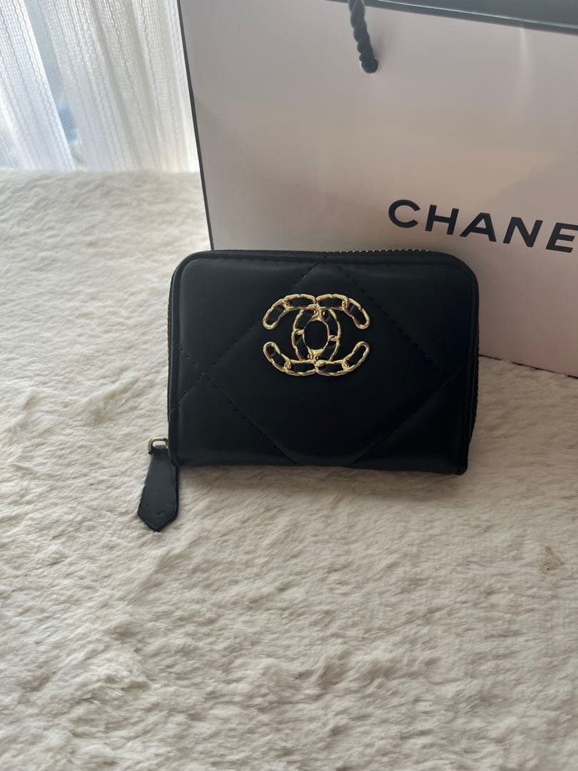 シャネル ノベルティ ブラック キルティング ミニウォレット カードケース