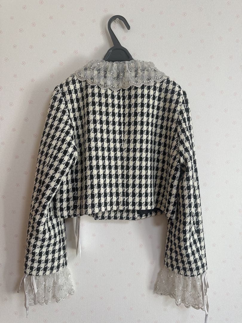 スカラップビジューアタッチドジャケット　リリーブラウン