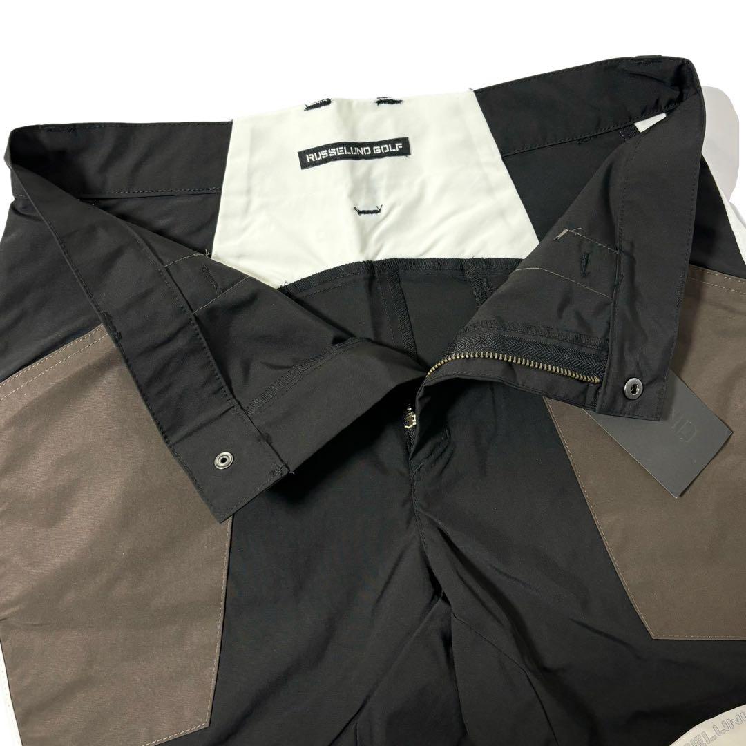 新品 ラッセルノ ゴルフ カラーパネル ショーツ ブラック M 4 ゴルフウェア