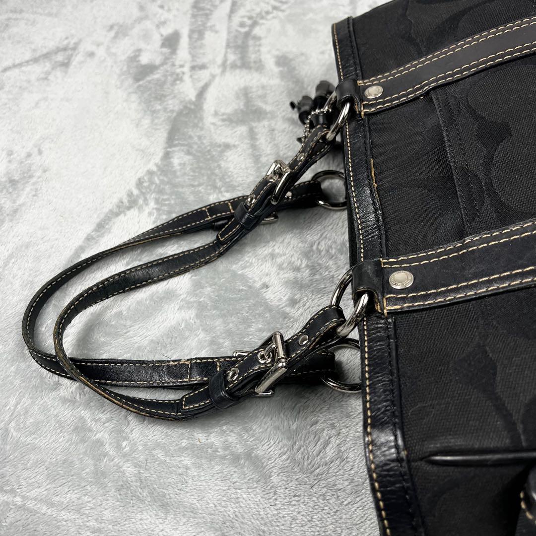 Coach トートバッグ A4 ブラック 黒 シグネチャー ターンロック