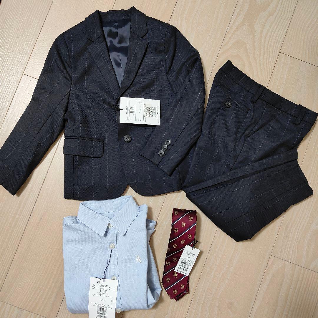 ネイビー チェック柄 スーツ セット　110 新品　コムサエンジェル