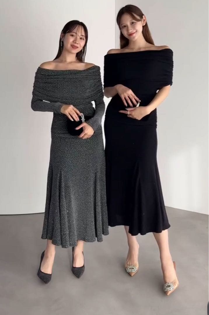 【新品タグ付き】ストーンオフショルダーアームカバー2WAYマーメイドワンピース