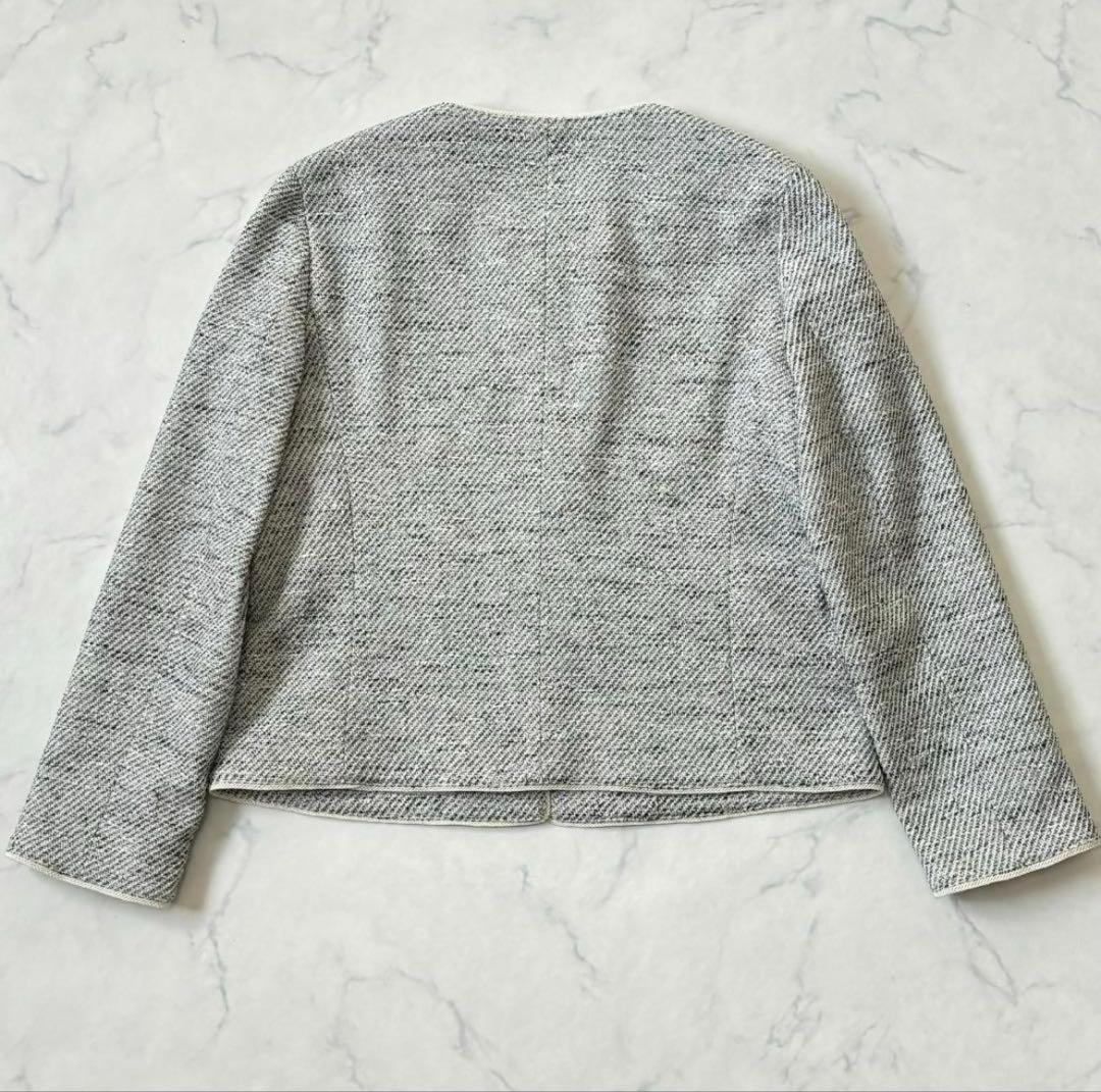 美品♪ビューティ&ユース ツイード ノーカラー スカートスーツ サイズL