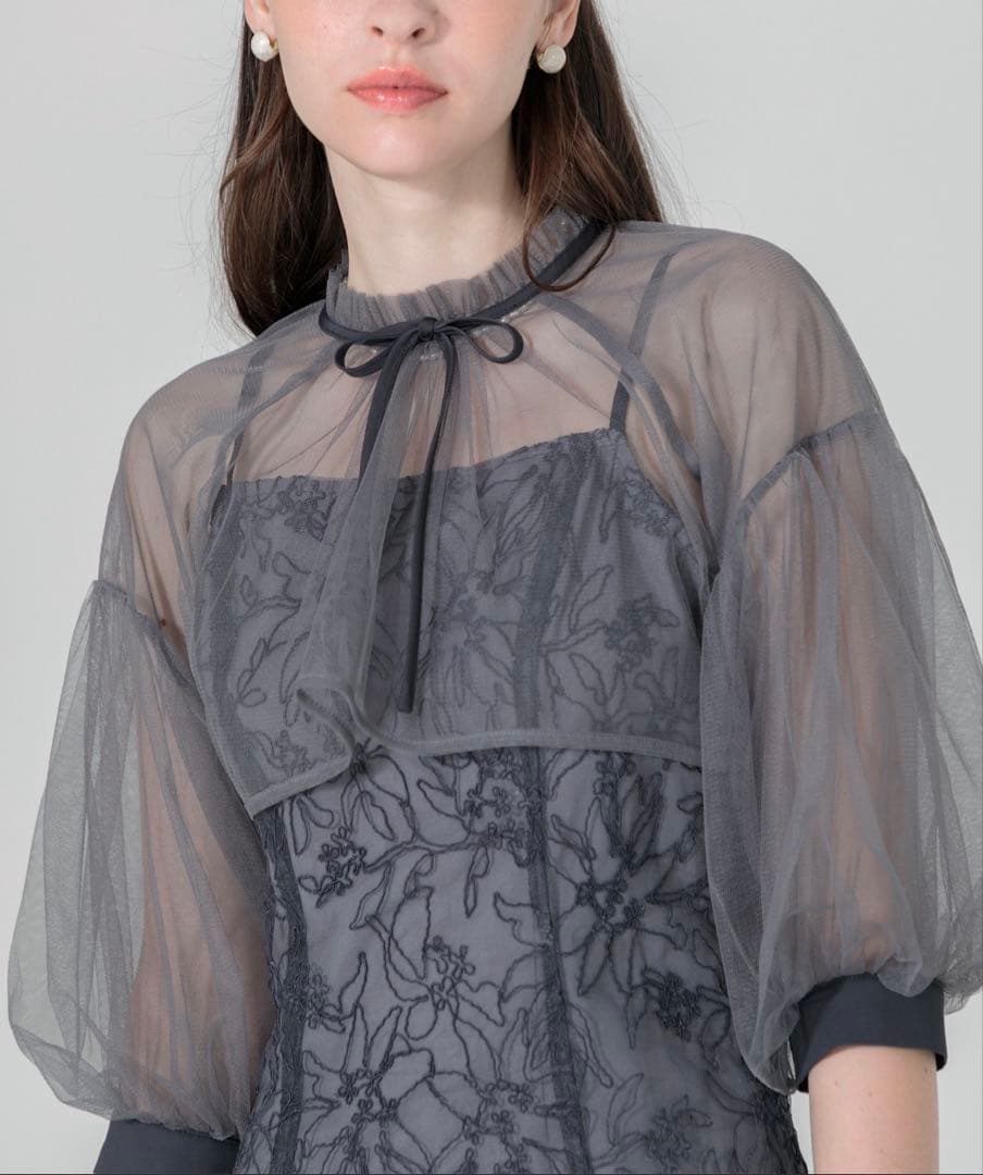 LEJA リボンシアーボレロレースマーメイドワンピースドレス