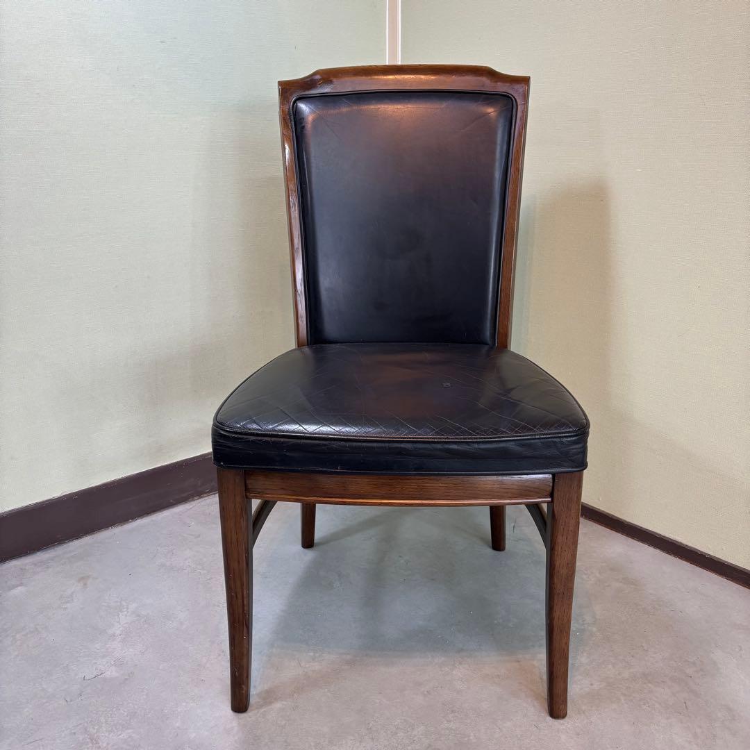 カリモク ダイニングチェア 1脚 本革 黒【domani】送料込