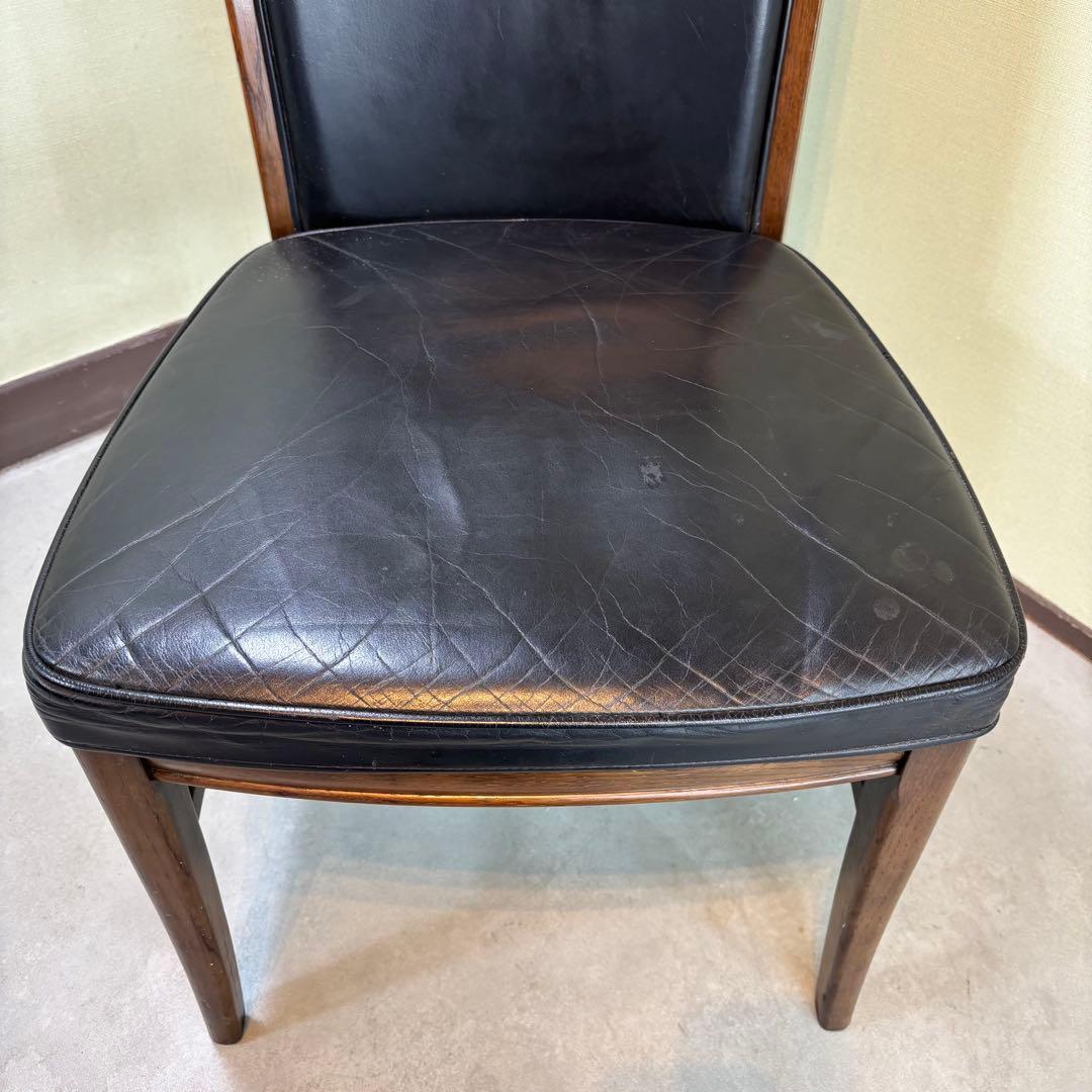 カリモク ダイニングチェア 1脚 本革 黒【domani】送料込