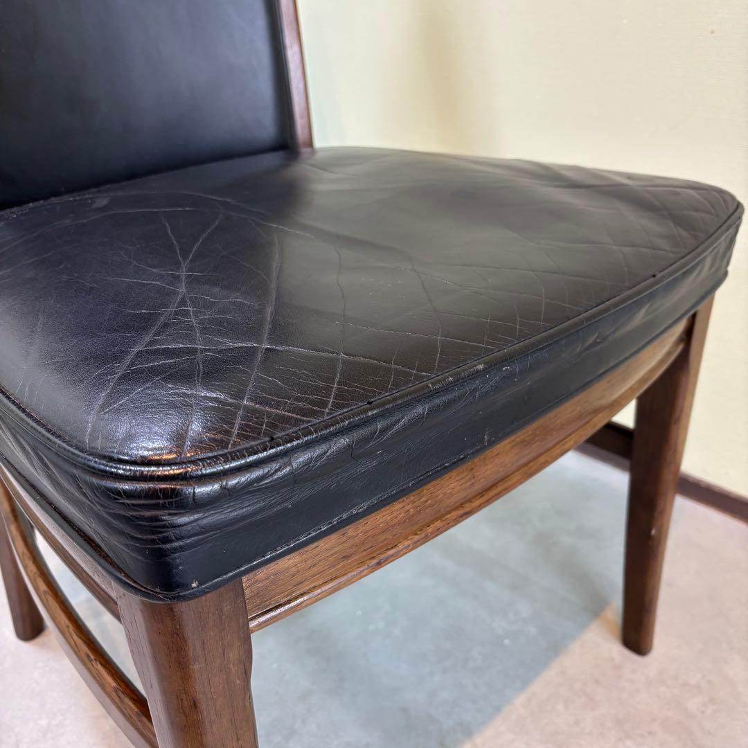 カリモク ダイニングチェア 1脚 本革 黒【domani】送料込