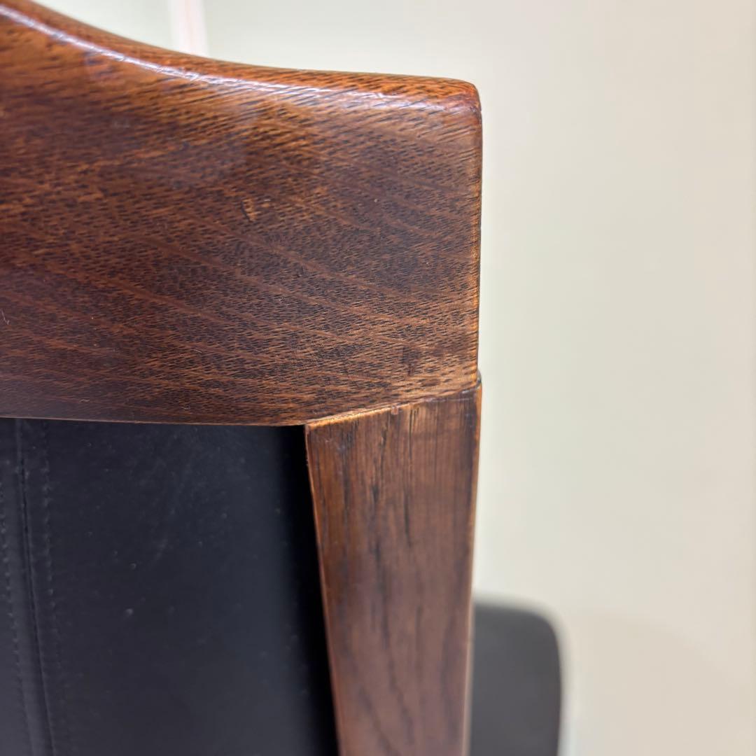 カリモク ダイニングチェア 1脚 本革 黒【domani】送料込