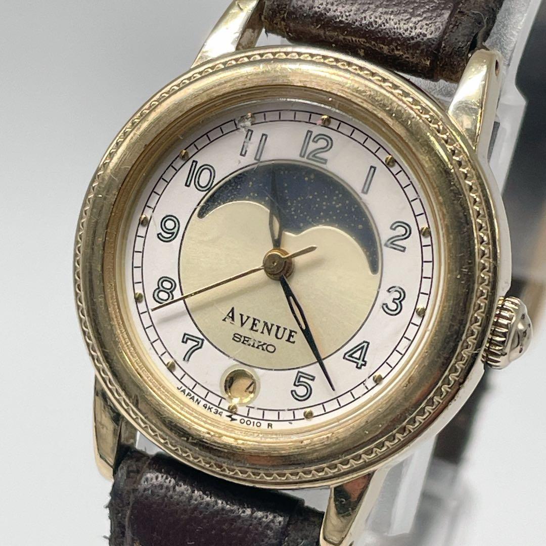 新品電池/稼働 SEIKO レディース ヴィンテージ ムーンフェイズ　希少　レア