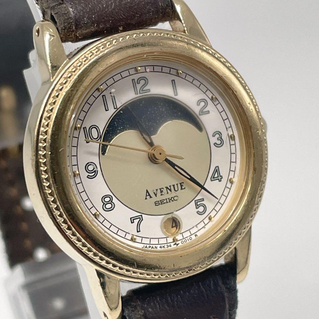 新品電池/稼働 SEIKO レディース ヴィンテージ ムーンフェイズ　希少　レア