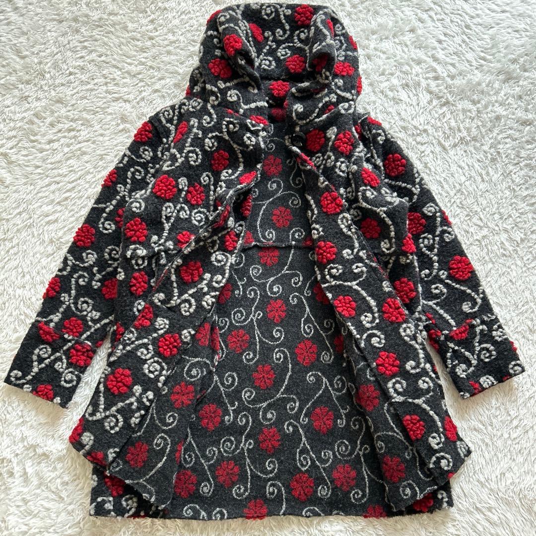 3D立体花柄ウールコート イタリア圧縮ウールコート イタリア製