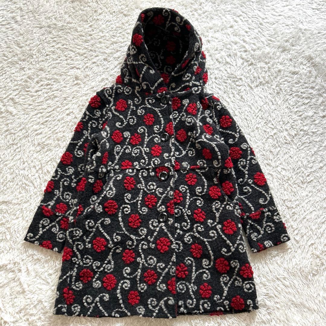 3D立体花柄ウールコート イタリア圧縮ウールコート イタリア製