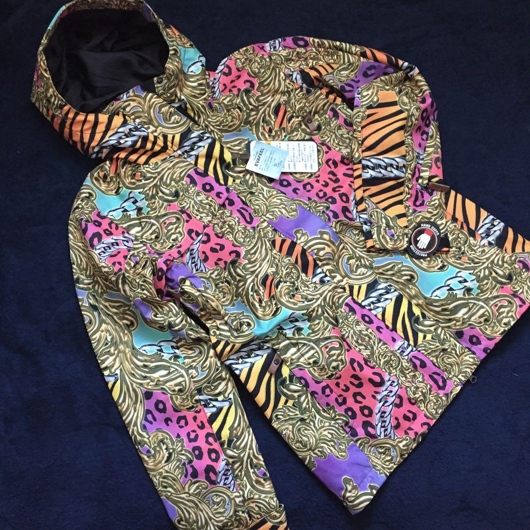 ★定価3.4万★高機能♪女性 M ハイブランド風 鎖柄 スノーボードウェア